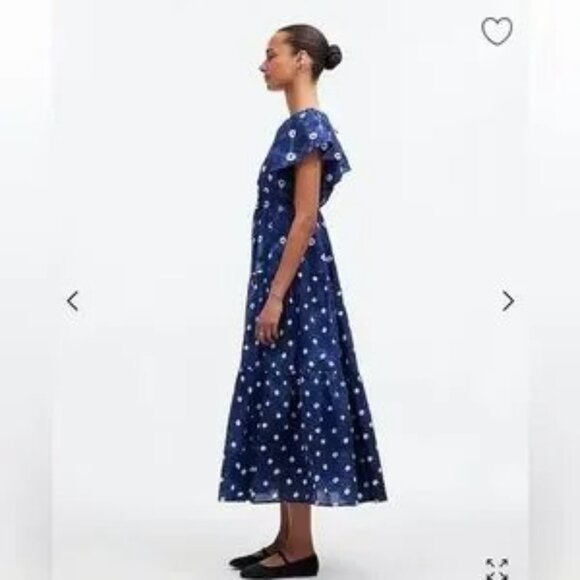 NWT Madewell Tie-Back Flutter-Sleeve Tiered Midi Dress - Picture 3 of 4